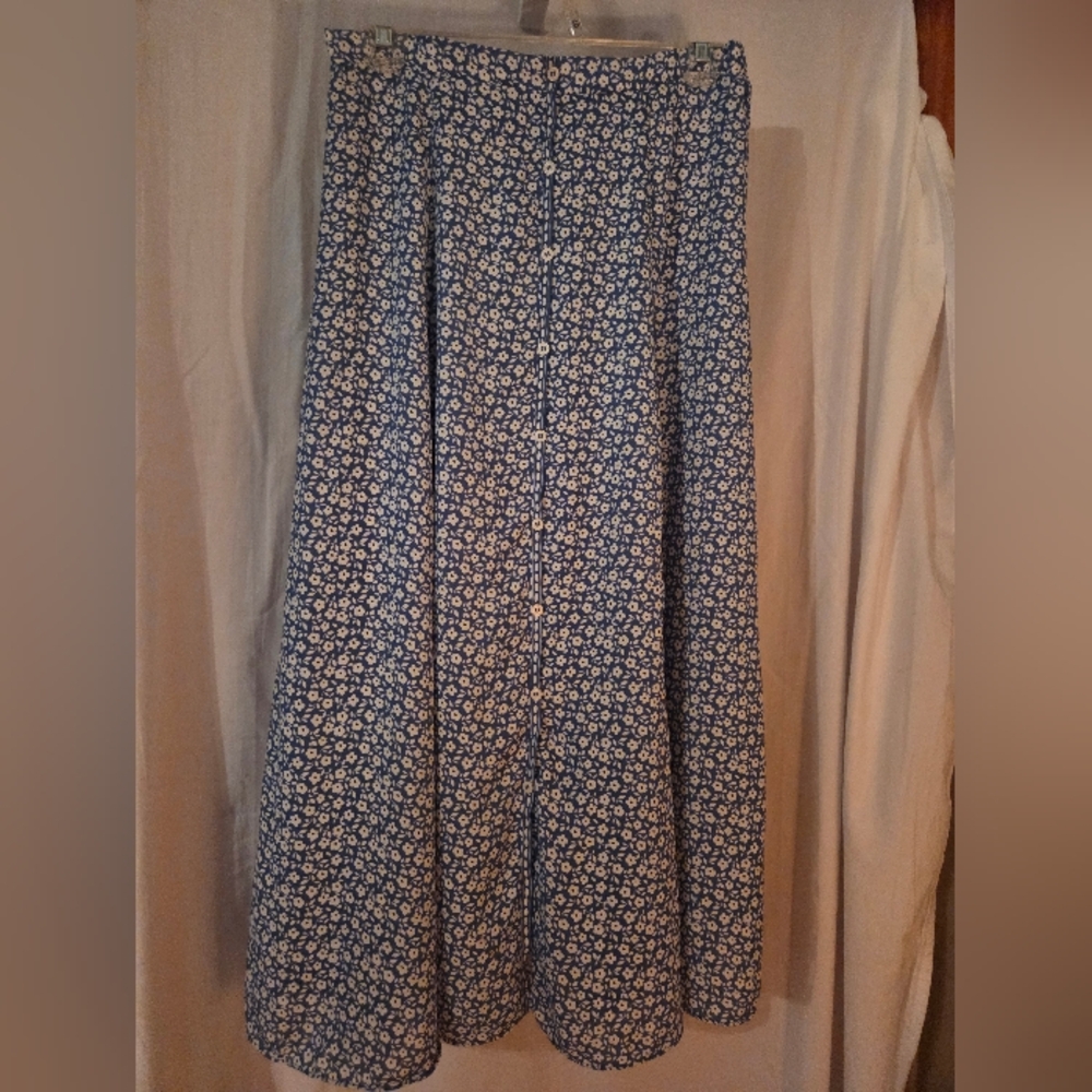 Max Studio Blue Floral A-Line Skirt